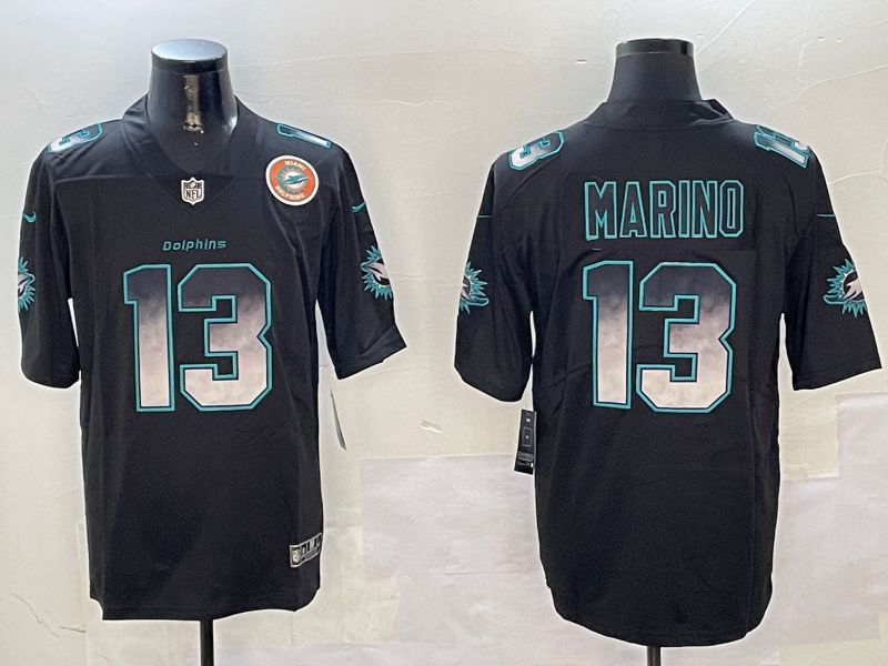 Men Miami Dolphins #13 Marino Black Nike Smoke Fashion 2024 Limited NFL Jersey style 1